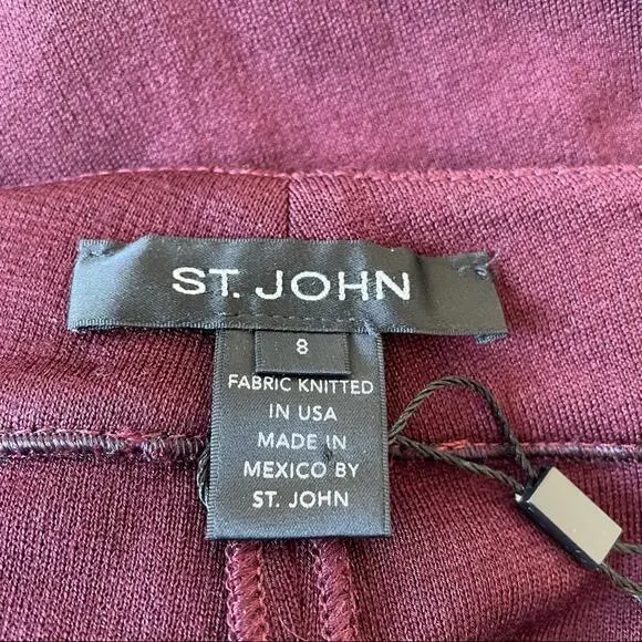St John Milano Knit Slim Ankle Pant Burgundy Red $595 8 New Without Tags